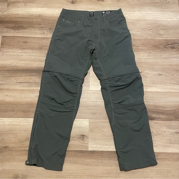 KUHL Liberator Convertible Stealth Dark Steel Gray Nylon Cotton Pants Mens 34x32